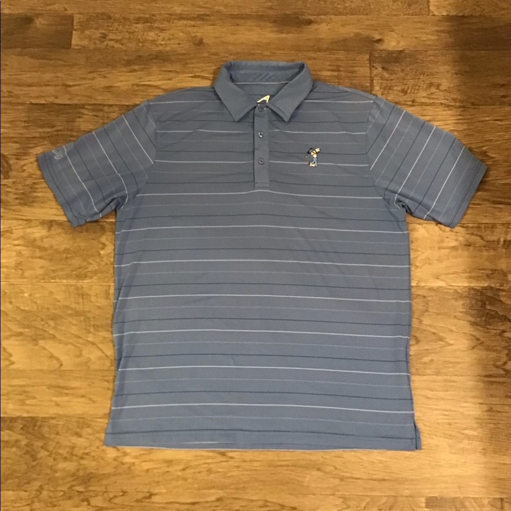 Disney World Mickey Mouse Men’s Golf Short Sleeve Blue Stripe Polo Shirt Size XL